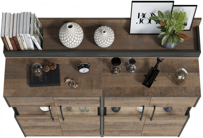 Трувор Гостиная 002, цвет дуб гранж песочный/интра, ШхГхВ 171,6х37х195 см., есть светодиодная подсветка