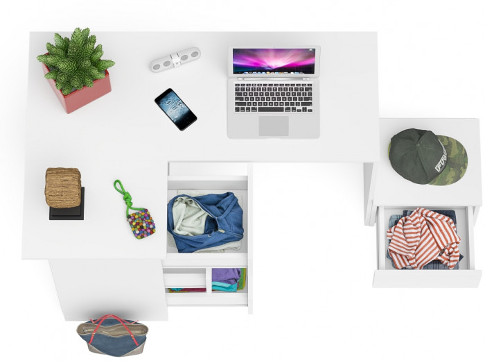 Мори Стол компьютерный МС-16 левый + Тумба ТМП400.1, цвет белый, ШхГхВ 164,8х84,9х76,6 см., выдвижные ящики слева, НЕ универсальная сборка