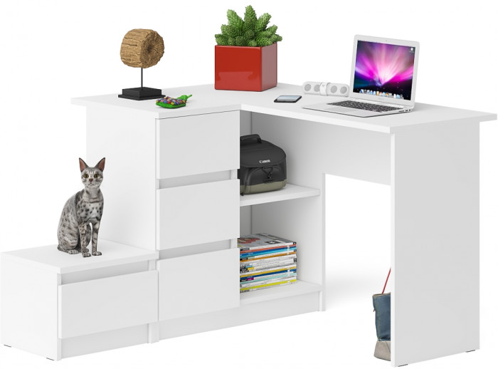 Мори Стол компьютерный МС-16 левый + Тумба ТМП400.1, цвет белый, ШхГхВ 164,8х84,9х76,6 см., выдвижные ящики слева, НЕ универсальная сборка