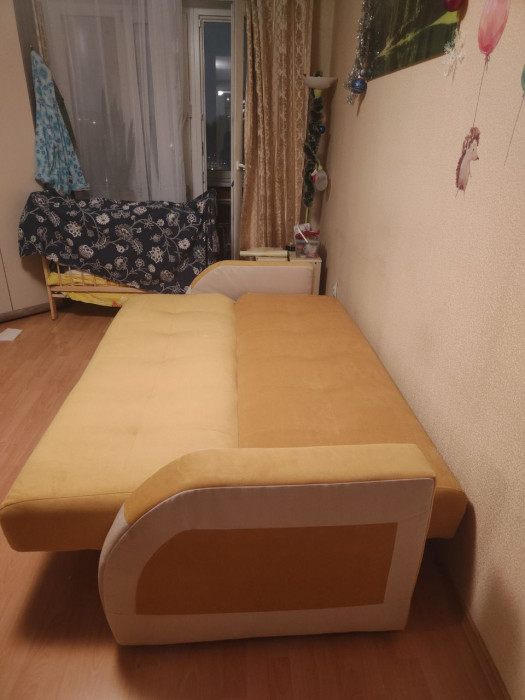 Диван-книжка Феникс, 120х190, велюр желтый