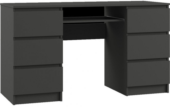 Челси Стол 6 ящиков (Белый глянец, Дуб Сонома)