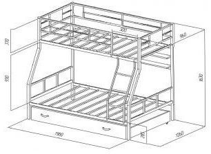 Двухъярусная кровать Гранада-1ПЯ, коричневая / Дуб (Венге, Слоновая кость)