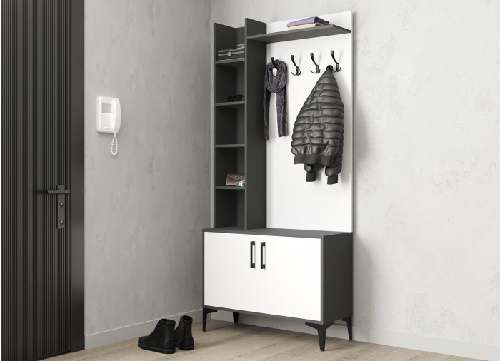 Прихожая Пекин, Графит, Белый