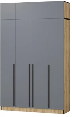 Шкаф Бастион 1600 с антресолью, Графит/Дуб крафт золотой