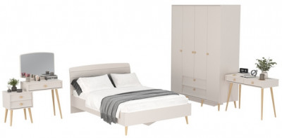 Афина Спальня 15-1400, цвет кашемир серый, сп.м. 1400х2000 мм., б/м, основание есть - фанера