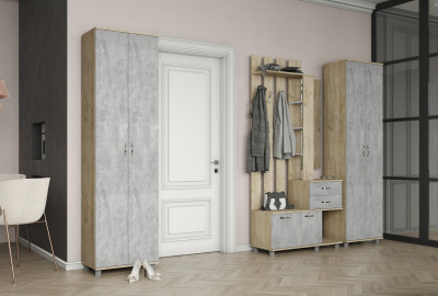 Модульная прихожая Микс-Арт, набор 2, Крафт серый/Цемент
