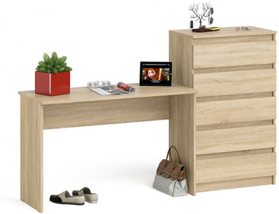 Мори Стол письменный МСП1200.1 + Комод МК700.5, цвет дуб сонома, ШхГхВ 190,8х50х114 см., универсальная сборка