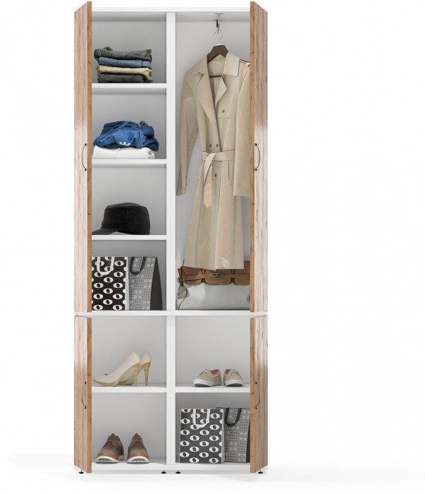 Лидер-8 Модуль Пенал МД 21Б + Пенал МД 22Б, белый шагрень/крафт золото