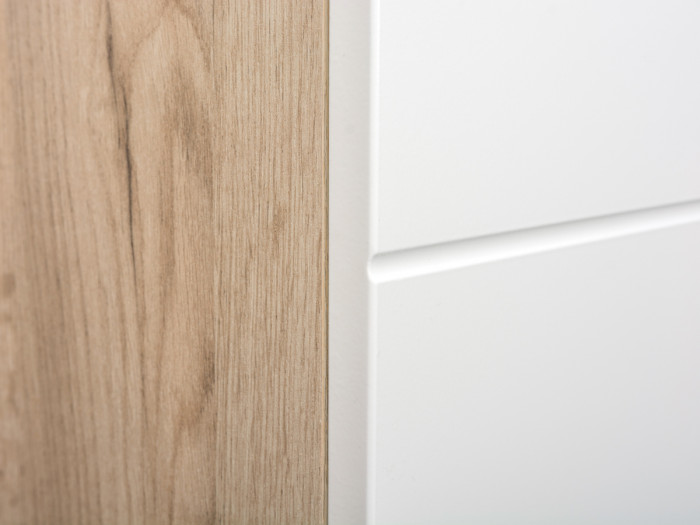 Лайн Прихожая № 09, цвет дуб крафт серый/фасады МДФ белый глянец, ШхГхВ 201,8х35,1х210 см., НЕ универсальная сборка