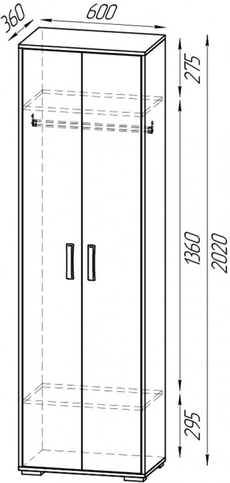 Прихожая Домино 3, цвет дуб крафт табачный/графит, ШхГхВ 260х36х202 см., универсальная сборка