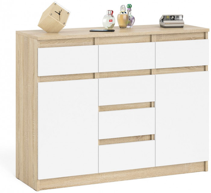 Мори Комод МК1200.4, цвет дуб сонома/белый, ШхГхВ 120,4х41х94 см.