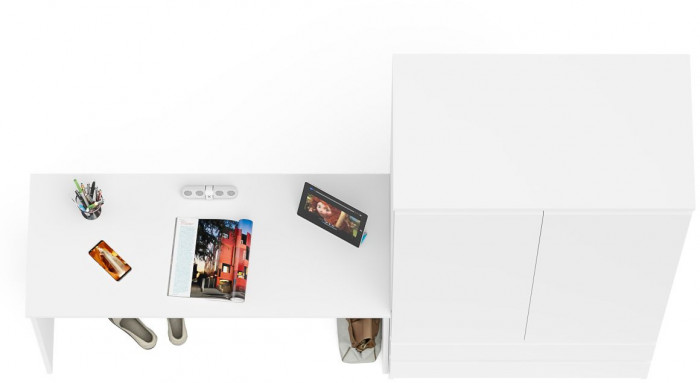 Мори Стол письменный МСП1200.1 + Шкаф МШ900.1, цвет белый, ШхГхВ 210,8х50,4х179,6 см., универсальная сборка