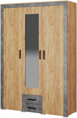 Шкаф 3-ств. Адель (1490*2200*520) дуб крафт золотой/ателье светлое