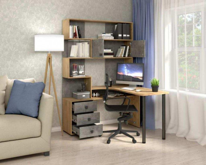 Стол Компьютерный СК-10 ПРАВЫЙ Дуб крафт/ателье