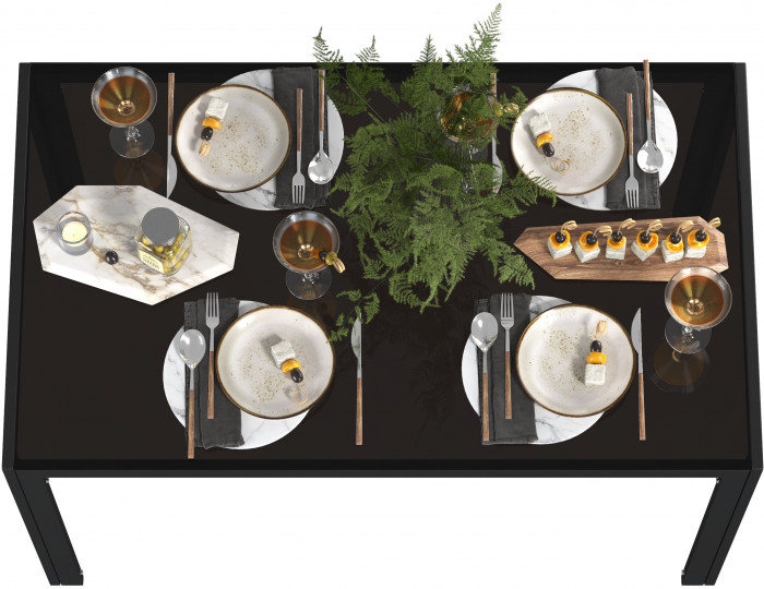 Обеденный стол Мебель--24 DT-1481, цвет чёрный, ШхГхВ 120х70х75 см., столешница закалённое стекло 6 мм., максимальная нагрузка 80 кг.