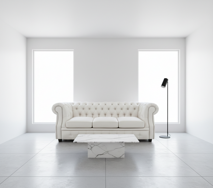 Диван офисный Честер ЛОФТ 3-х местный, экокожа белый