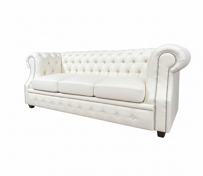 Диван офисный Честер ЛОФТ 3-х местный, экокожа белый