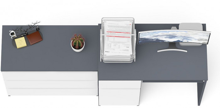 Мори Стол компьютерный МС-1 левый + Комод МК800.1, цвет графит/белый, ШхГхВ 170,4х50х76,6 см., выдвижной ящик слева, НЕ универсальная сборка
