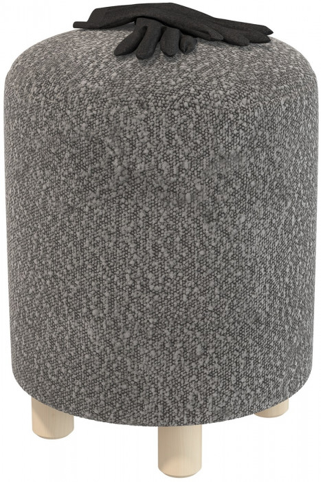 Банкетка 6-5137ТКШтем.серый Марта, цвет ткань тёмно-серая, ШхГхВ 36х36х46 см.(круглая банкетка на трёх ножках)