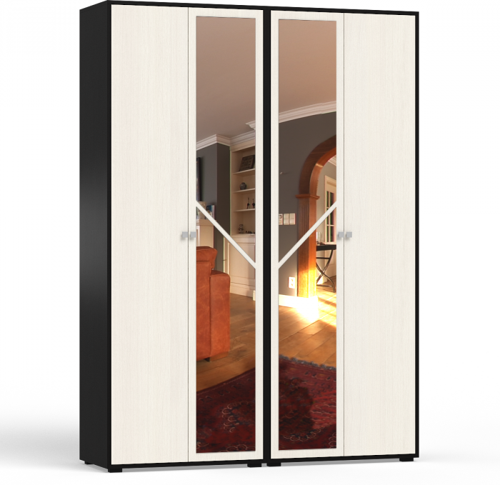 Камелия спальня № 2 Кровать 1600 + Две тумбы + Стол косметич. + Зеркало + Шкаф 4-х, цвет венге/дуб лоредо, сп.м. 1600х2000 мм., б/м, осн. есть