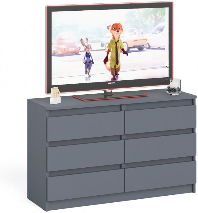 Мори Комод МК1200.6, цвет графит, ШхГхВ 120,4х41х73 см.