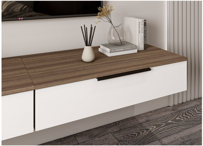 МС Роза Тумба подвесная 900.2, Ройс+ ручка скоба, Орех Франклин карамель/Белый софт