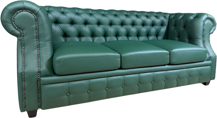 Диван офисный Честер ЛОФТ 3-х местный, экокожа зеленый