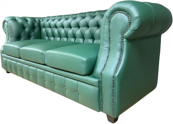 Диван офисный Честер ЛОФТ 3-х местный, экокожа зеленый