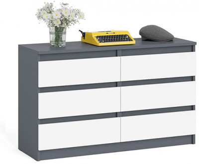 Мори Комод МК1200.6, цвет графит/белый, ШхГхВ 120,4х41х73 см.