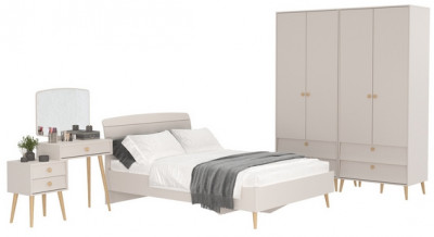 Афина Спальня 17-1400, цвет кашемир серый, сп.м. 1400х2000 мм., б/м, основание есть - фанера