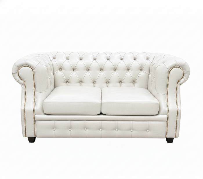 Диван офисный Честер ЛОФТ 2-х местный, экокожа белый