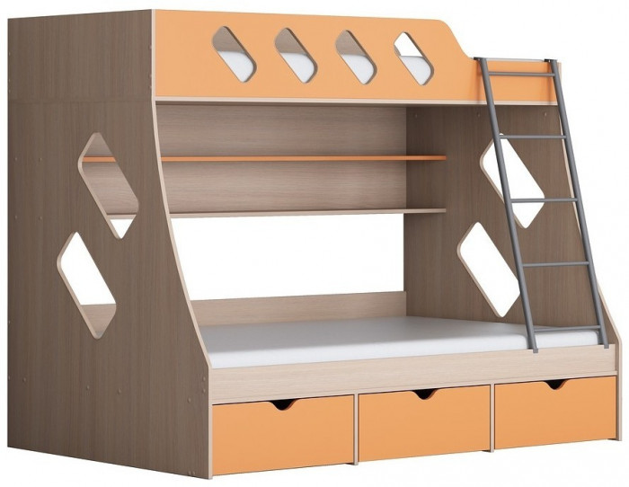 Дельта-20.01 Детская двухъярусная кровать с лестницей (Венге, Белый)