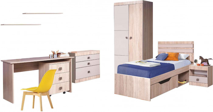 Набор мебели для детской "Лондон" - Дуб сонома/Капучино светлый