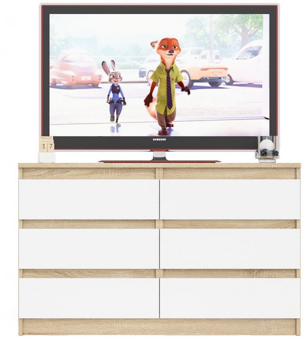 Мори Комод МК1200.6, цвет дуб сонома/белый, ШхГхВ 120,4х41х73 см.