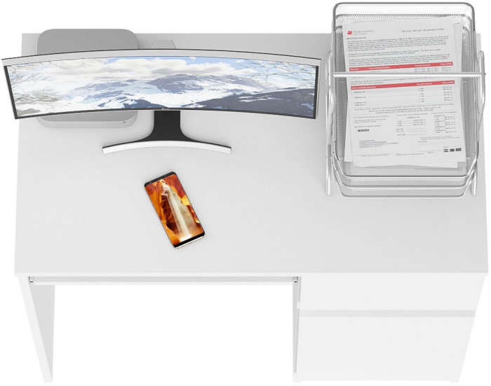 Мори Стол компьютерный МС-1 правый, цвет белый, ШхГхВ 90х50х76,6 см., выдвижной ящик справа, НЕ универсальная сборка