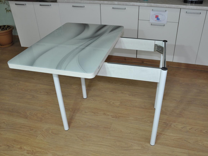 Симпл фотопечать стол обеденный раскладной / текстура 029/бетон белый/белый