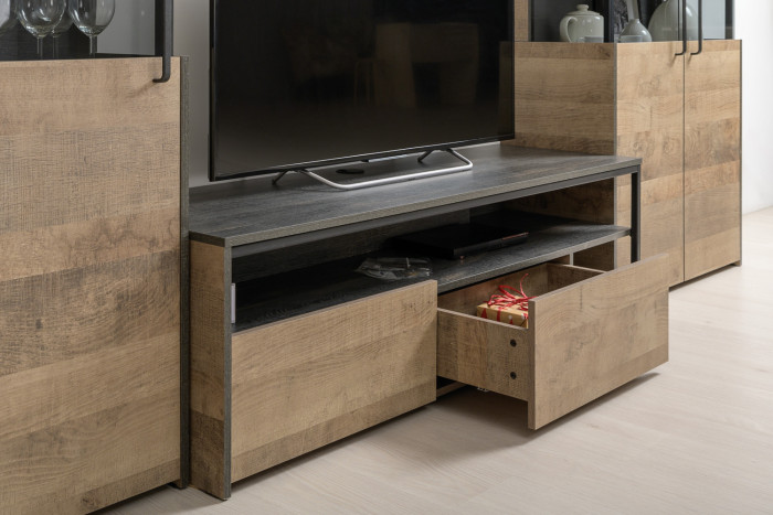 Трувор Гостиная 015, цвет дуб гранж песочный/интра, ШхГхВ 284,6х45,4х210 см., универсальная сборка