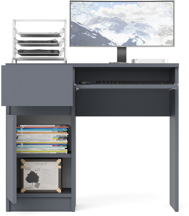 Мори Стол компьютерный МС-1 левый, цвет графит, ШхГхВ 90х50х76,6 см., выдвижной ящик слева, НЕ универсальная сборка