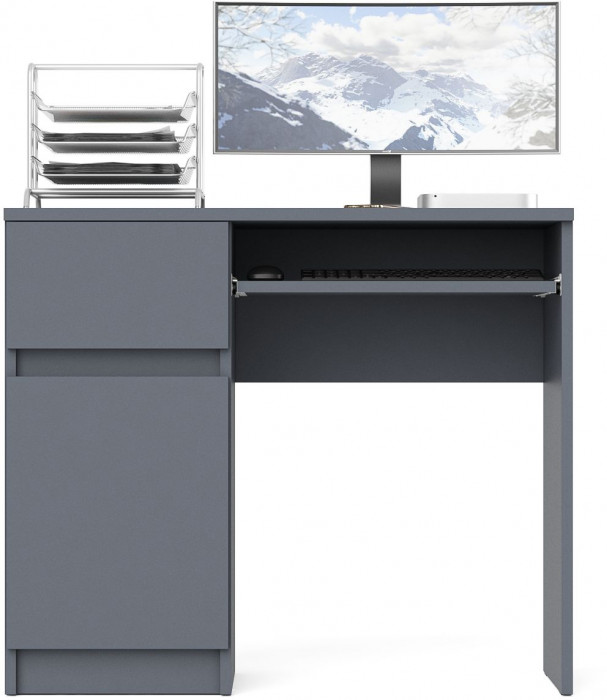 Мори Стол компьютерный МС-1 левый, цвет графит, ШхГхВ 90х50х76,6 см., выдвижной ящик слева, НЕ универсальная сборка