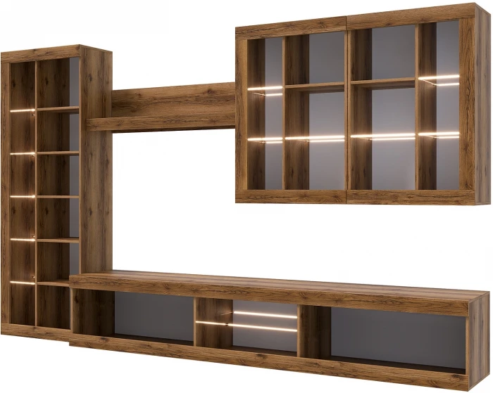 Прага Модульная Гостиная, вариант №2, делано/Белый глянец