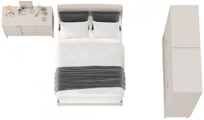 Афина Спальня 18-1400, цвет кашемир серый, сп.м. 1400х2000 мм., б/м, основание есть - фанера