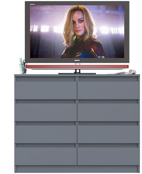 Мори Комод МК1200.8, цвет графит, ШхГхВ 120,4х41х94 см.