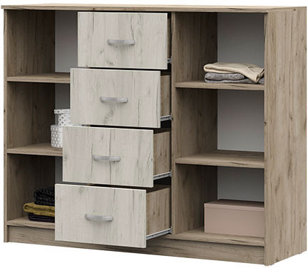 КМ 555М Бася ЛДСП комод дуб крафт серый/дуб крафт белый