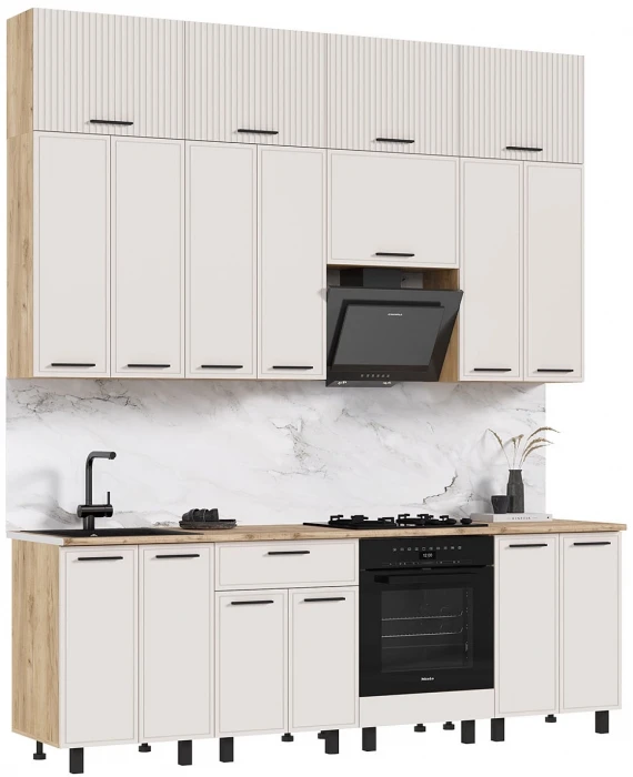 Модульная кухня Бьянка 2,4м, Дуб крафт/Кашемир