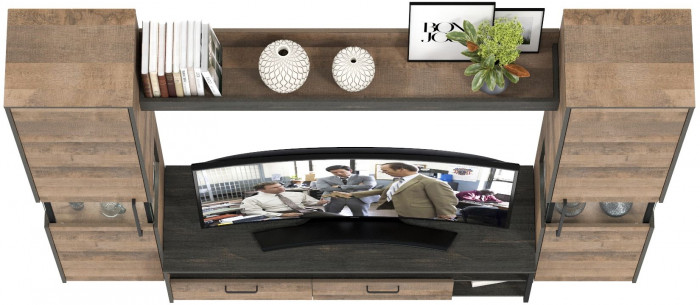 Трувор Гостиная 017, цвет дуб гранж песочный/интра, ШхГхВ 239,4х45,4х210 см., универсальная сборка