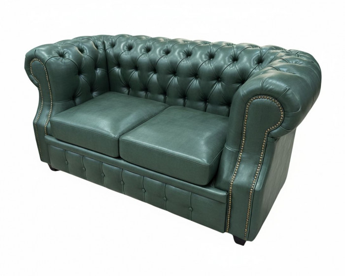 Диван офисный Честер ЛОФТ 2-х местный, экокожа зеленый