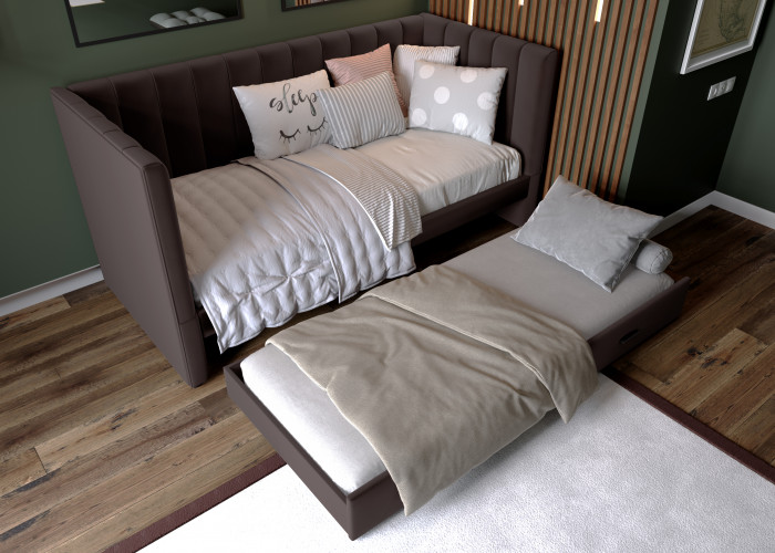 Подростковая кровать "Нега" с бортами (интерьерная), Коричневый