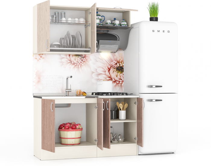 Кухня Мери 03 ШВ800+ШВв600+ШНМ800+ШН600, дуб/ясень шимо светлый/ясень шимо тёмный