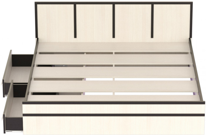 Сакура Кровать с ящиками 1800, цвет венге/дуб лоредо, ШхГхВ 183,5х203,5х80 см., сп.м. 1800х2000 мм., без матраса, основание есть, универсальная сборка