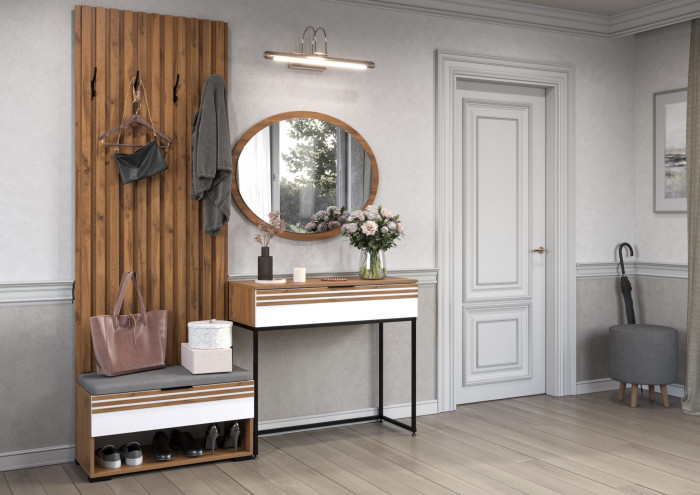 Прихожая Нао, набор №10, Дуб вотан/Белый, Вотан, Simple 27